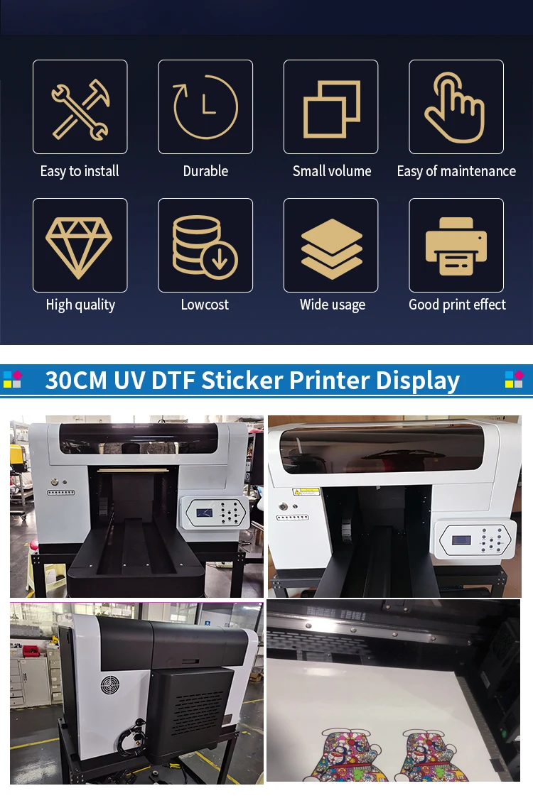A3 30cm 2 XP600 UV DTF Printer small uv dtf sticker printer