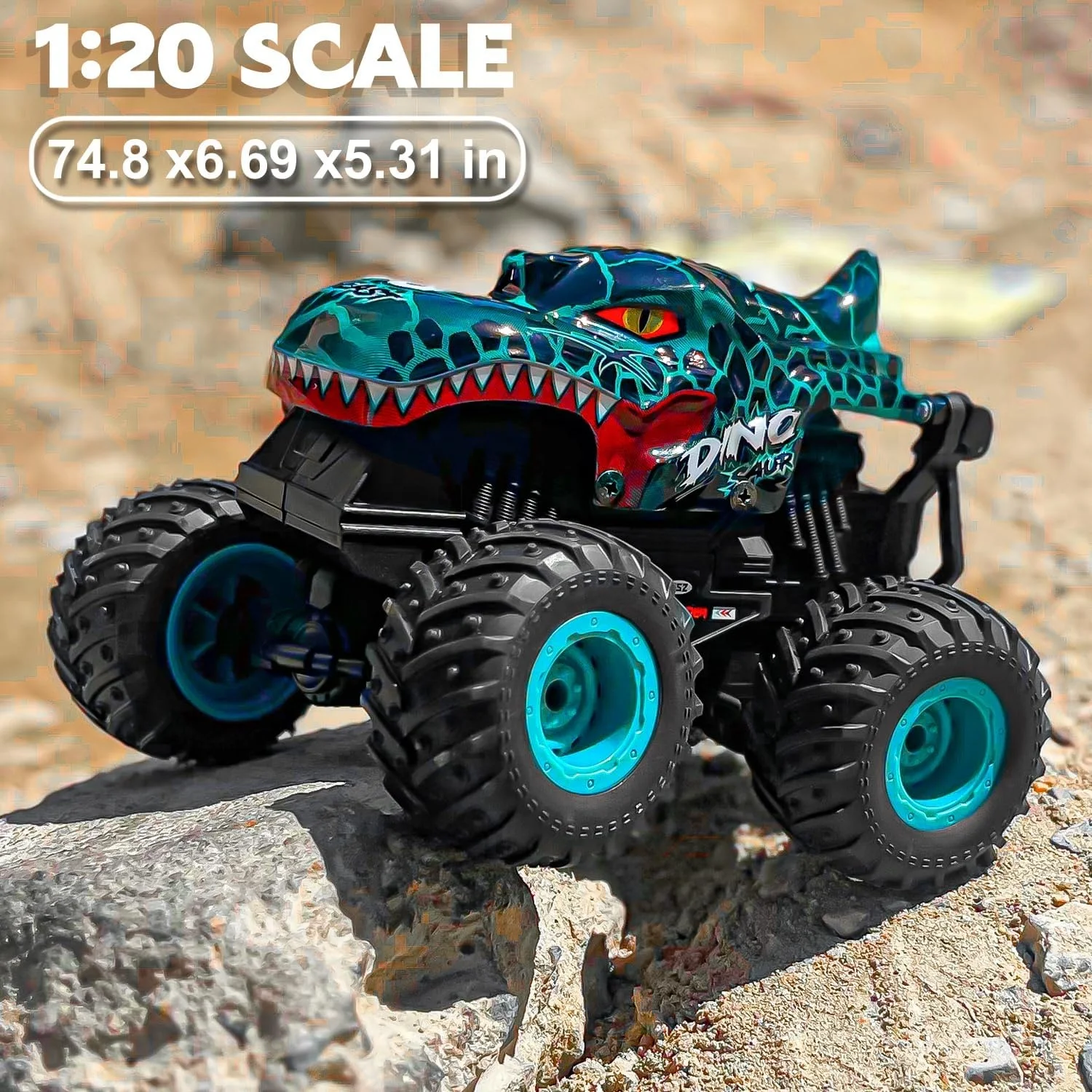 360 Degrees Rotation Led Light 2.4G 1:20 Dinosaur Stunt Drift Remote Control Monster Truck RC Crawler Toys Car Indoor Outdoo