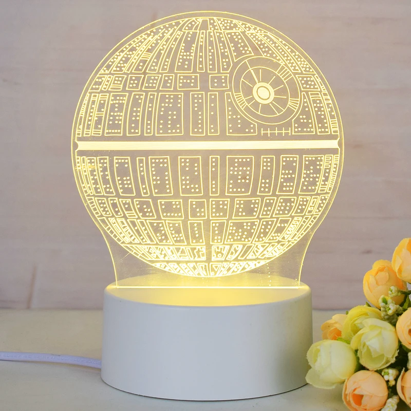 Wholesale Home Decor Art Toys White Soldier Kaw Figure Star LED Light Acrylic lamp 3D Vision Light Doll Decoration Wars