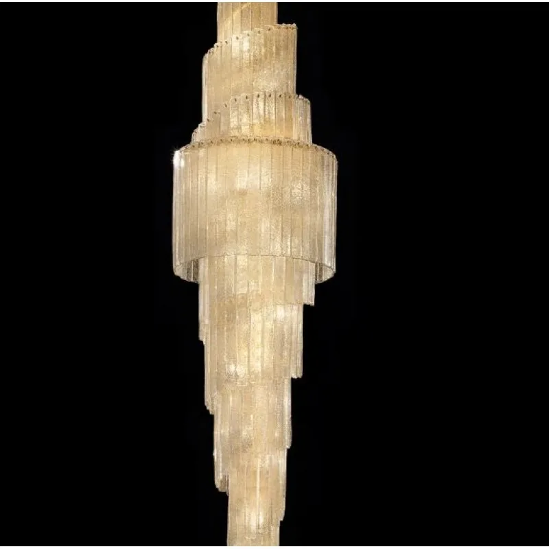 Wholesale Italian Gold Crystal Lightings Home Hotel Decor Modern Chandelier Ceiling spiral Luxury Hanging Lights For Staircase