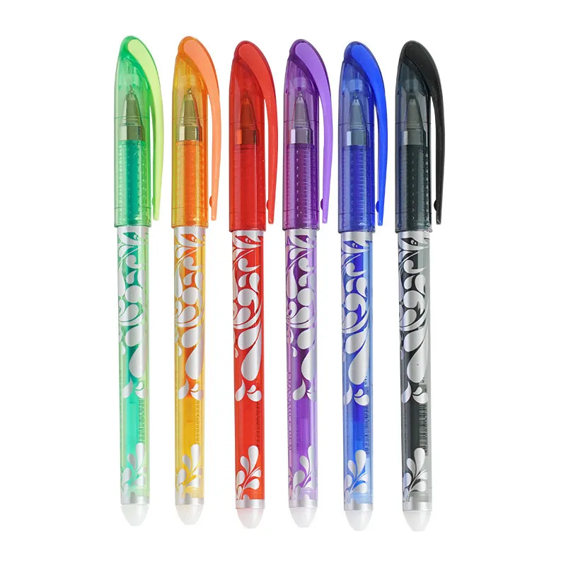Hot Sales Erasable Colored Ink 0.5 mm Heat Sensitive Erase Porcelain Neutral Pen with Rubber Eraser