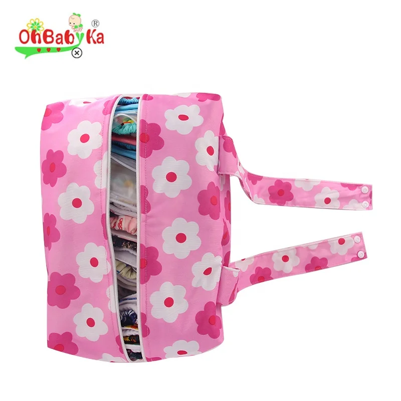 Ohbabyka PUL waterproof nappy wet bag pocket mommy bag washable reusable cloth diaper bag for baby