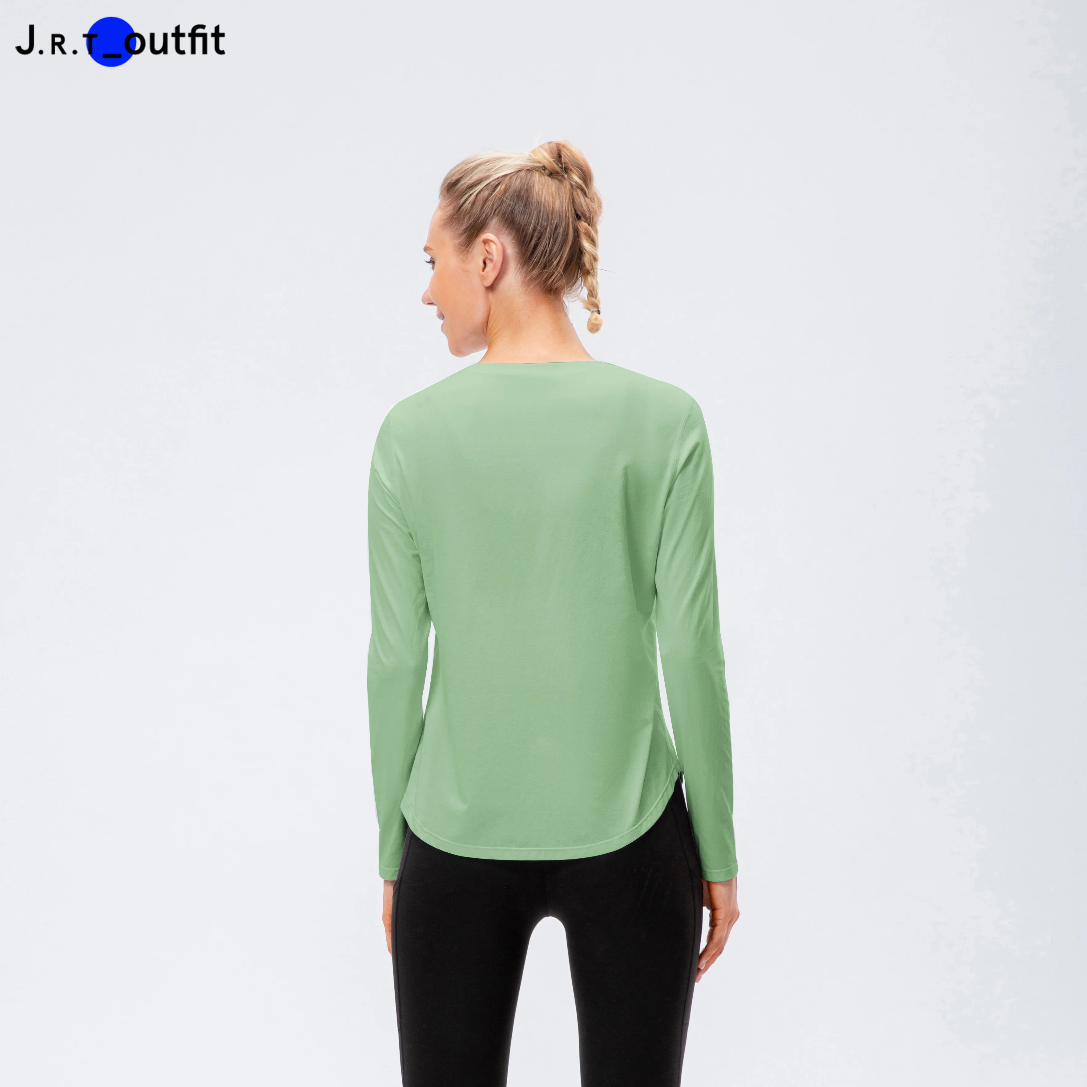Factory Price 100% Polyester Recyclable Breathable Sweat-wicking Workout Long Sleeve Women Gym Apparel
