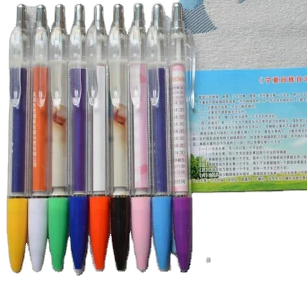 promotion plastic pull out ballpoint pen with banner paper Top quality customized pull out banner pen