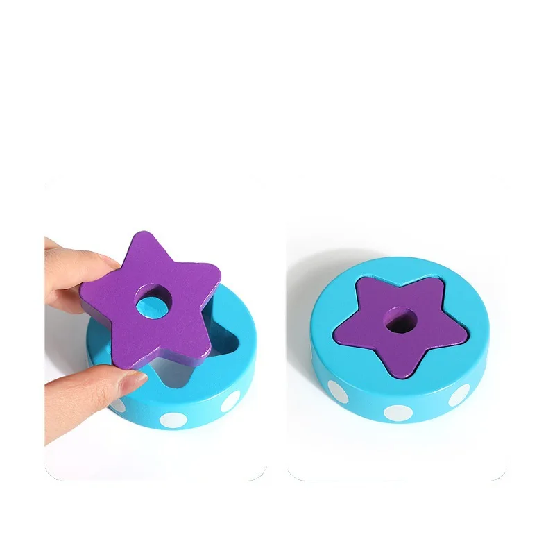 Wooden Rocket Toy Space Rocket Shape Sorting Stacking Toys for Toddler