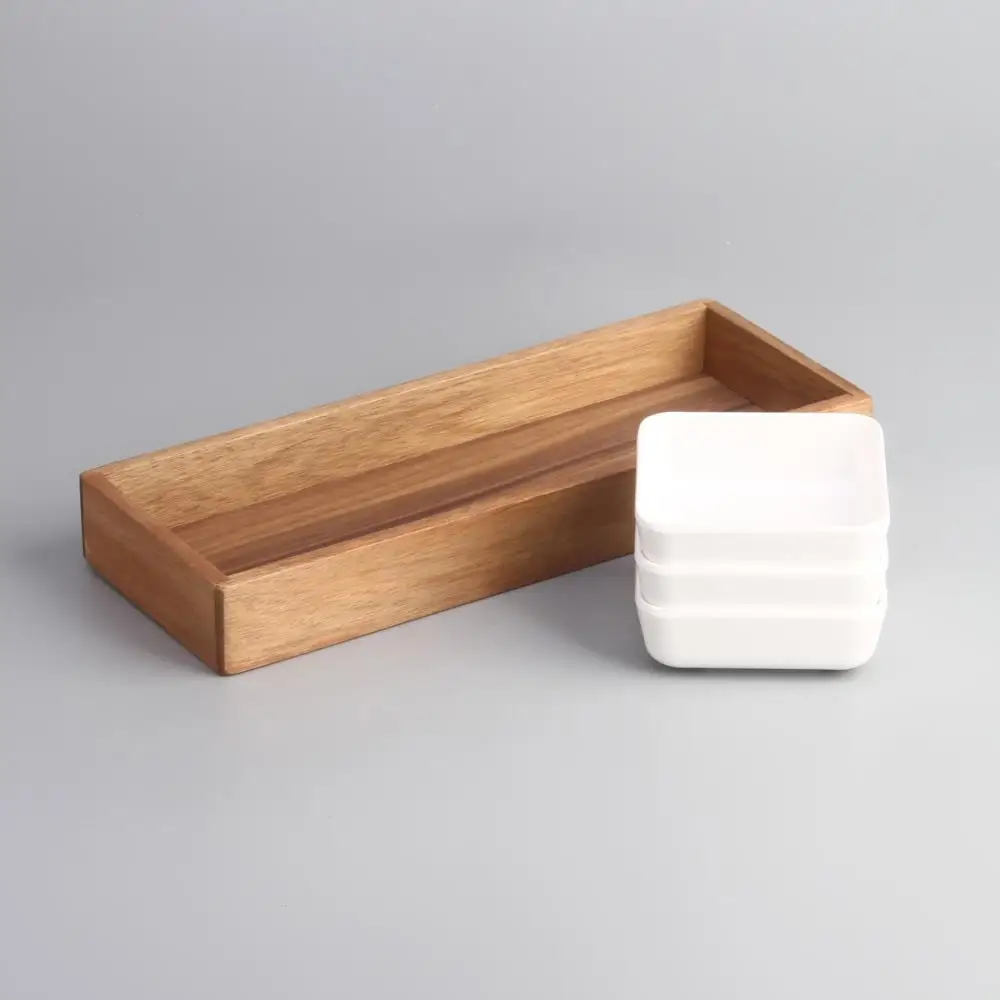 
Wood Tray Withe Melamine Bowl 