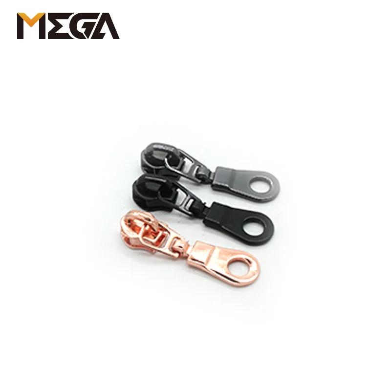 Promotion custom logo engraved gold three colors for handbag garment making zipper slider metal zipper puller zipper pull