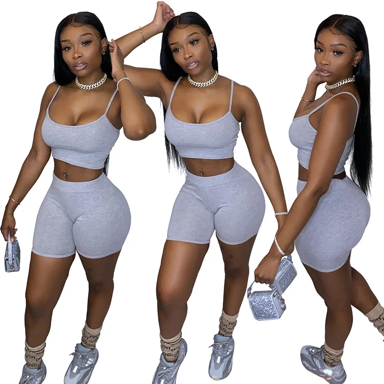 Newly Custom Women Clothing Two Piece Set Casual Women Jogger Set Lounge Fitness Crop Top 2Pcs Outfit Short Sets For Women
