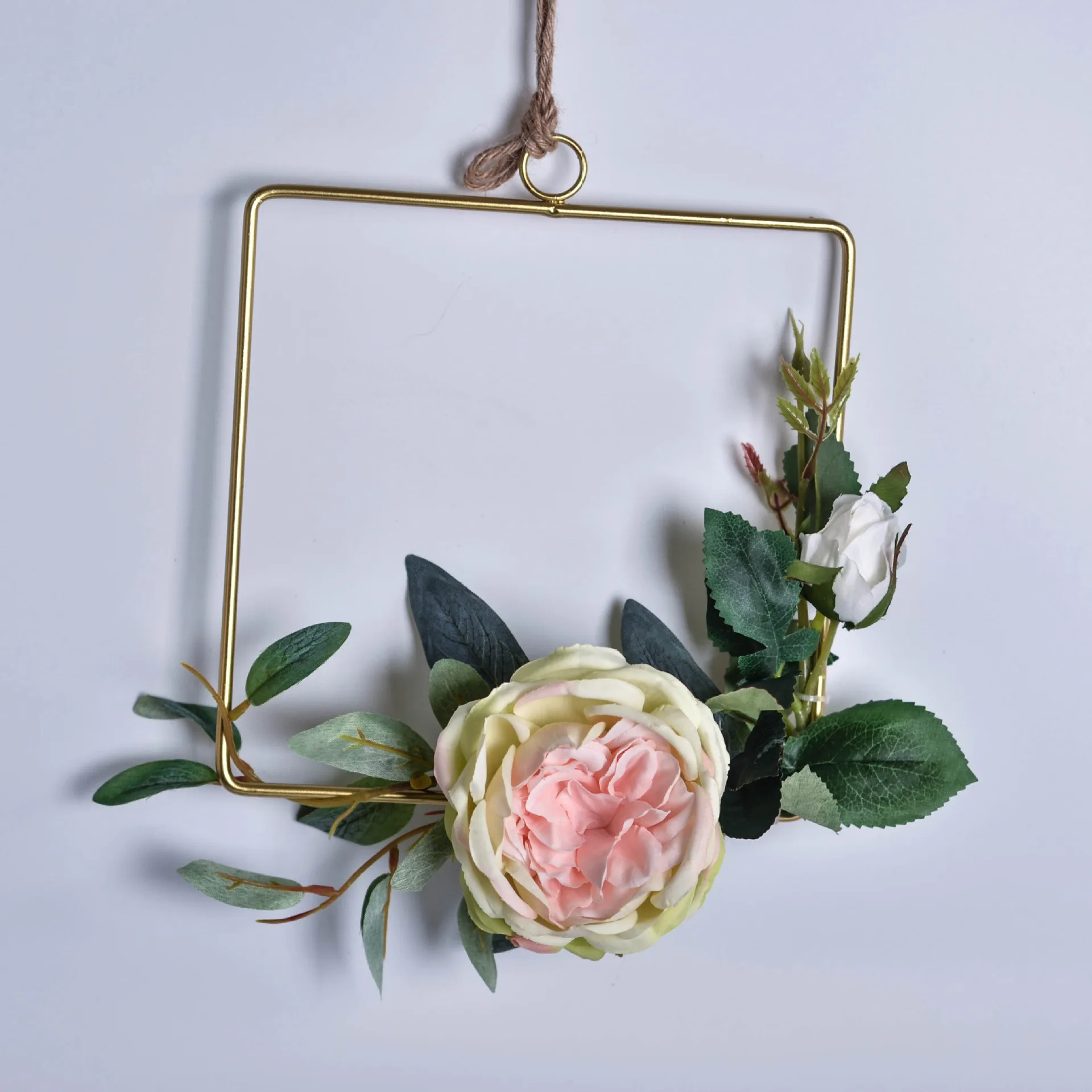 Nordic style creative ins iron geometric garland hemp rope wall hangings pendant