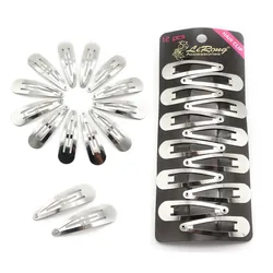 Lirong  Snap hair clips metal grips 5cm/2in basic hair accessories 12pcs (Silver)