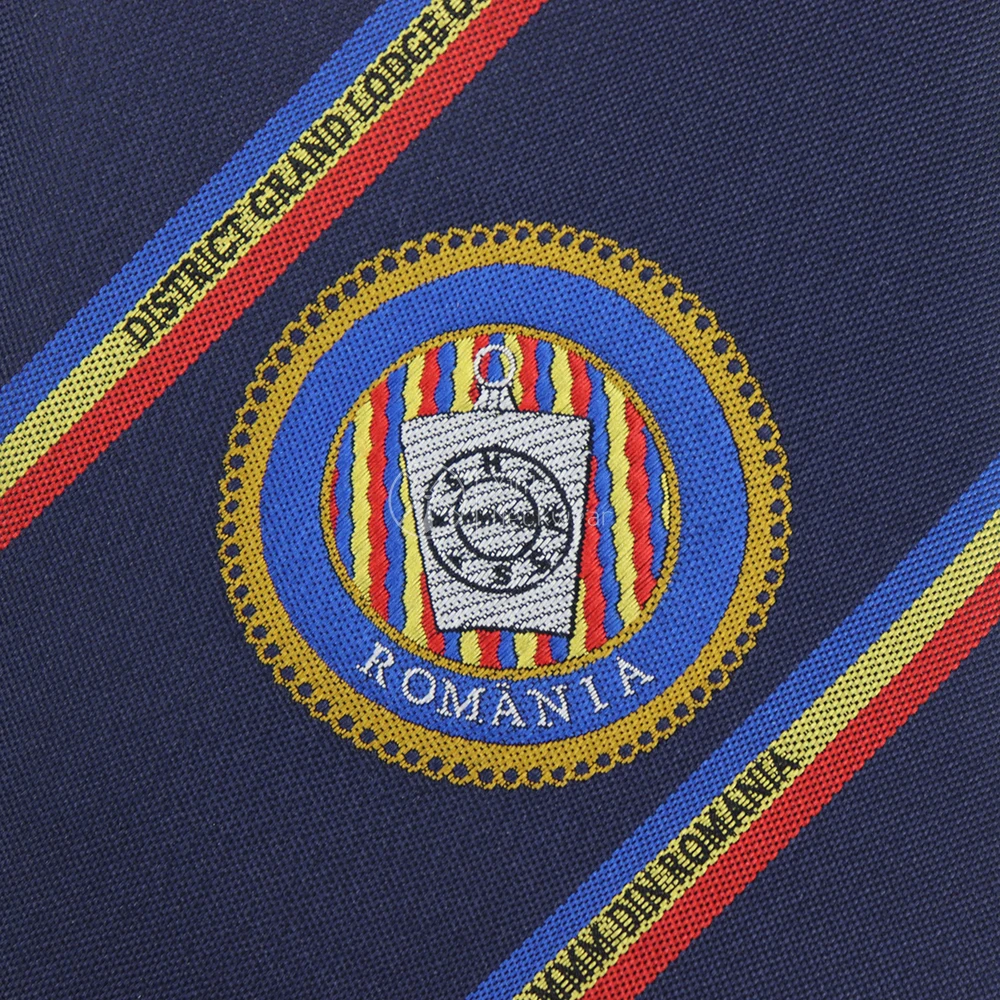 Black Navy Blue Personalized Mens Striped Ties Durable Microfiber Masonic Royal Arch Zeta Male Network Brother Neck Tie Logo