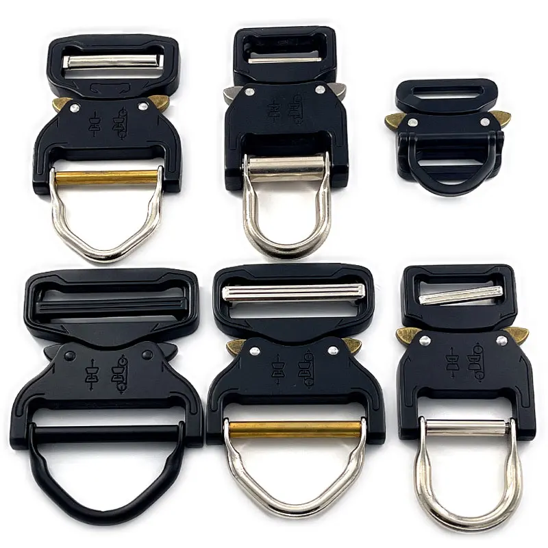 Heavy Duty 50MM Black Orange Belt Collar Side Release Metal Gold Cobra Tactical Buckle 38MM D Ring