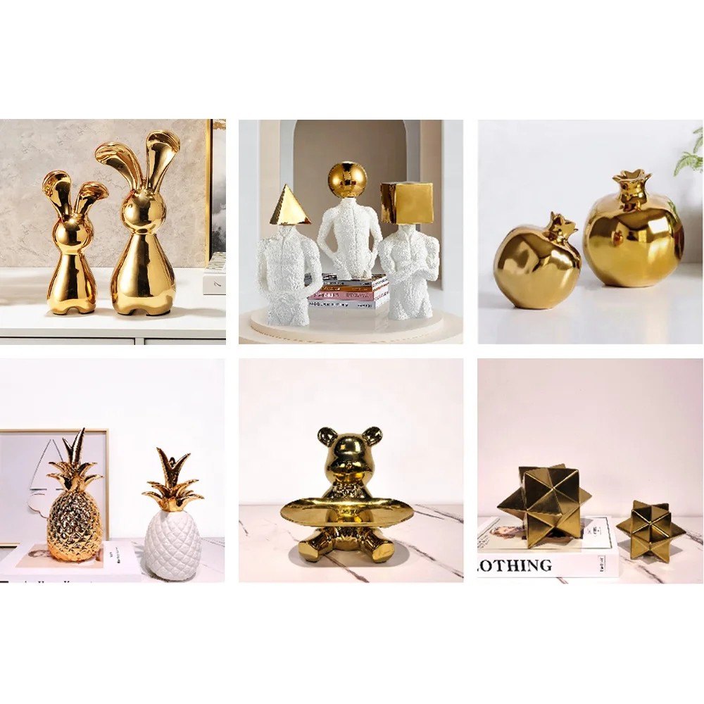 Rabbit Ornament Bunny Easter Rabbit Creative Decor Figurines Statue Ceramic Figurine Home Luxury Decor Accessories