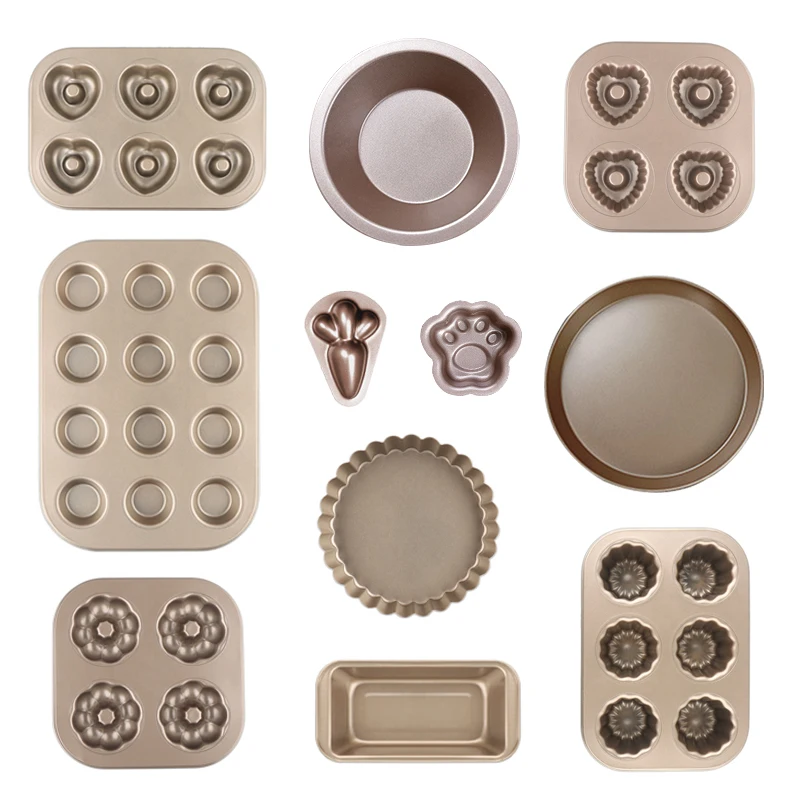 Professional custom carbon steel non-stick bakeware cupcake muffin mold donut mould bread loaf baking pan pizza pan