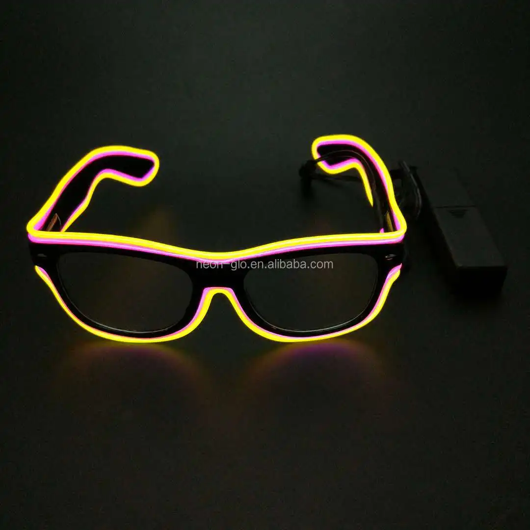 Fashion LED Party Decor Neon EL Wire Luminous Glasses for DJ Halloween Christmas Graduation New Year Decorations