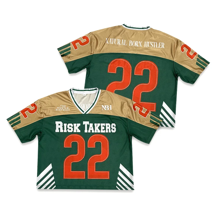 Custom Mesh Shirts Cropped Sublimation Design Red Boxy Shorts Oversize American Football Jersey