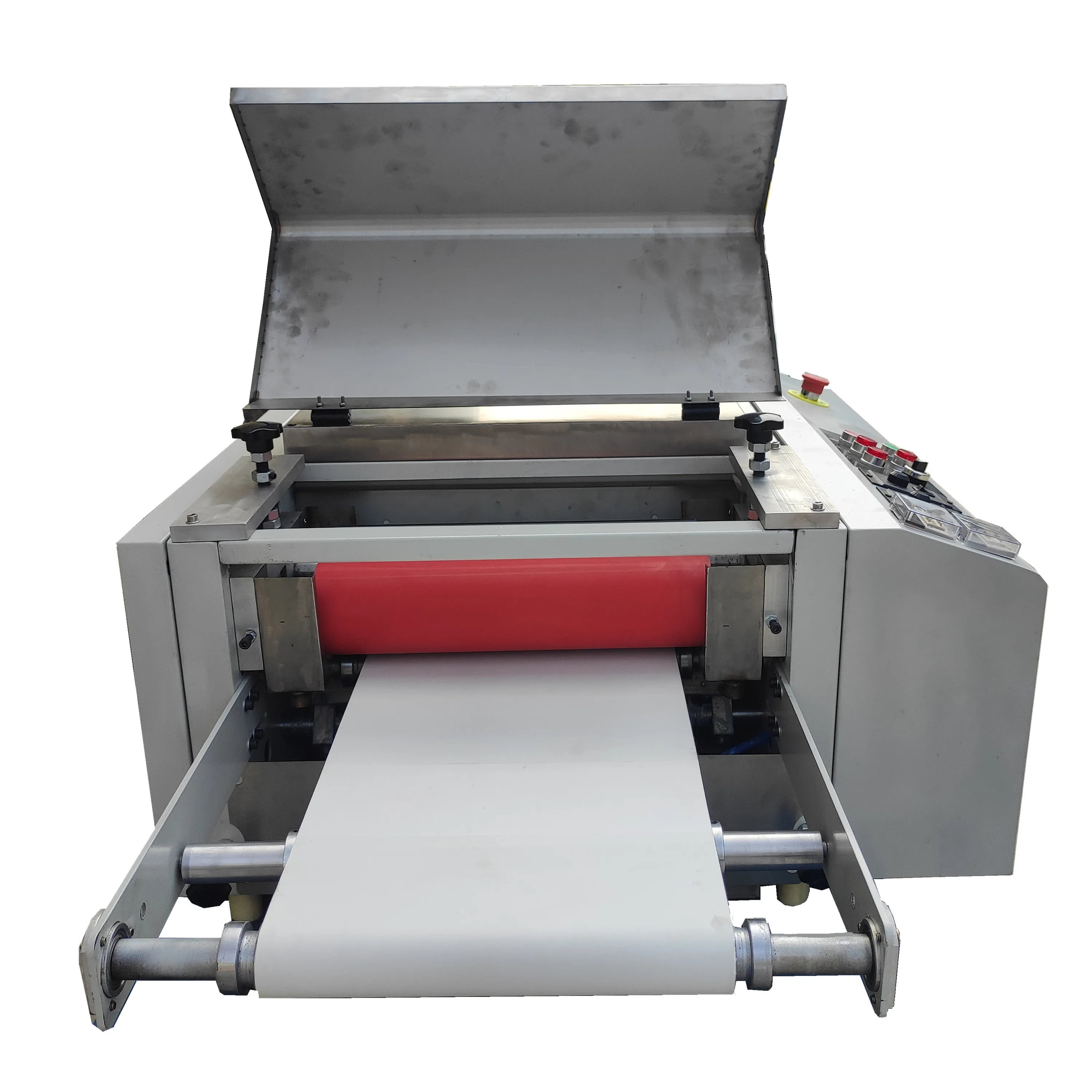 water based coating label machine for tabletop type emboss roller paper pattern coater