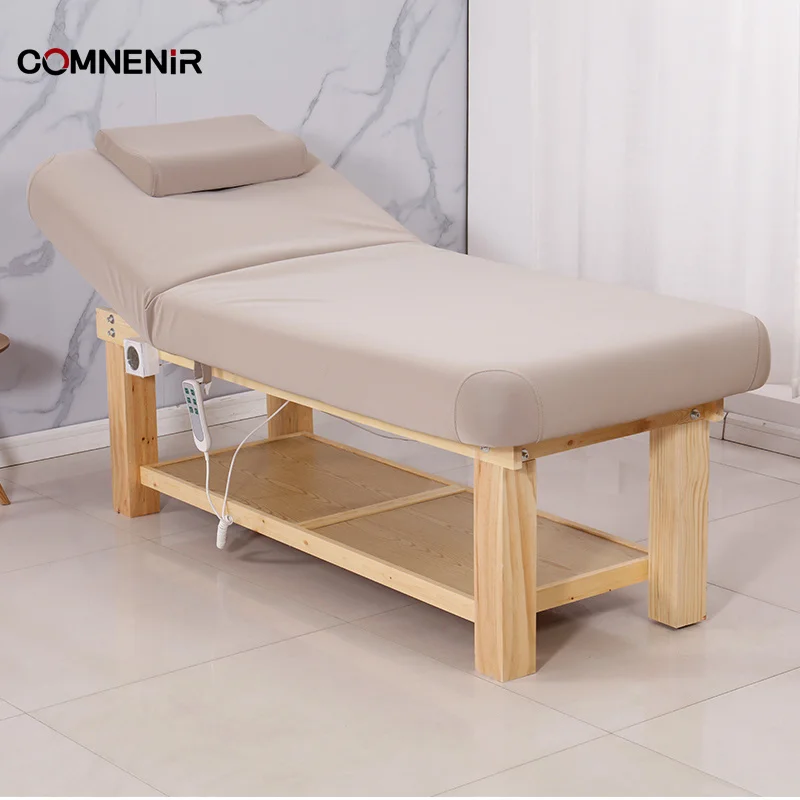 Luxury 4 Motor Stainless Steel Base Heating Electric Treatment Beauty Salon Spa Facial Massage Bed Headspa Furniture