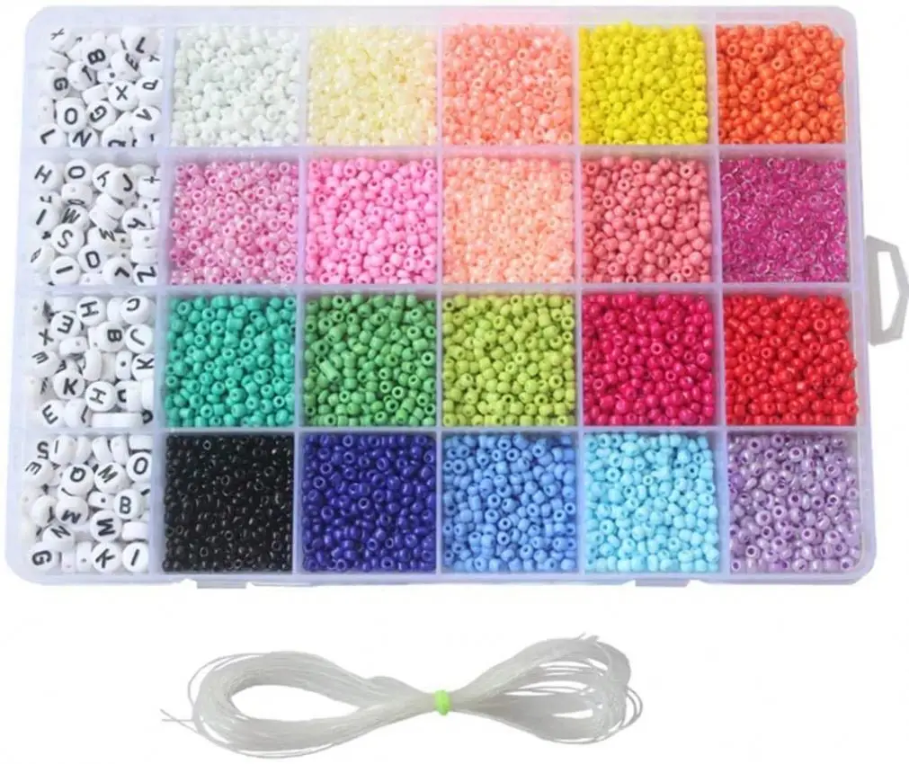 24 Grid 234 mm Glass Solid Color Rice Seed Beads Combination Set DIY Jewelry Bracelet Making Beading Material Cross Stitch Beads