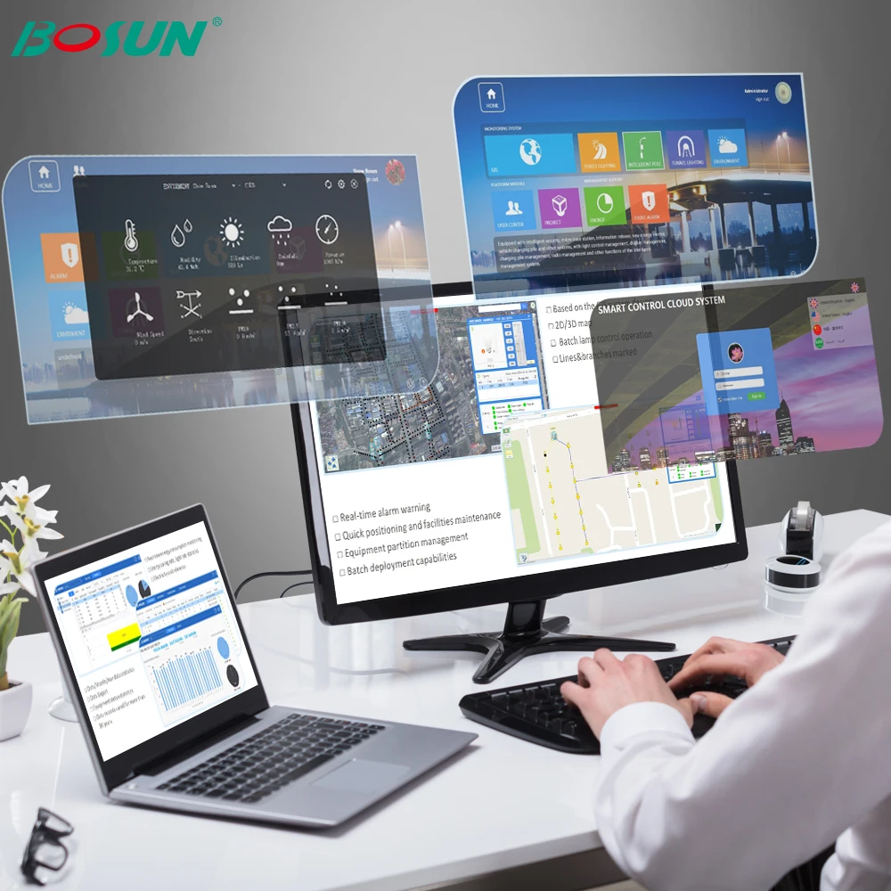 Hot sale Smart Lighting Pole Weather Station LED Display WIFI CCTV Camera Cloud Control System For Smart City Lighting Outdoor