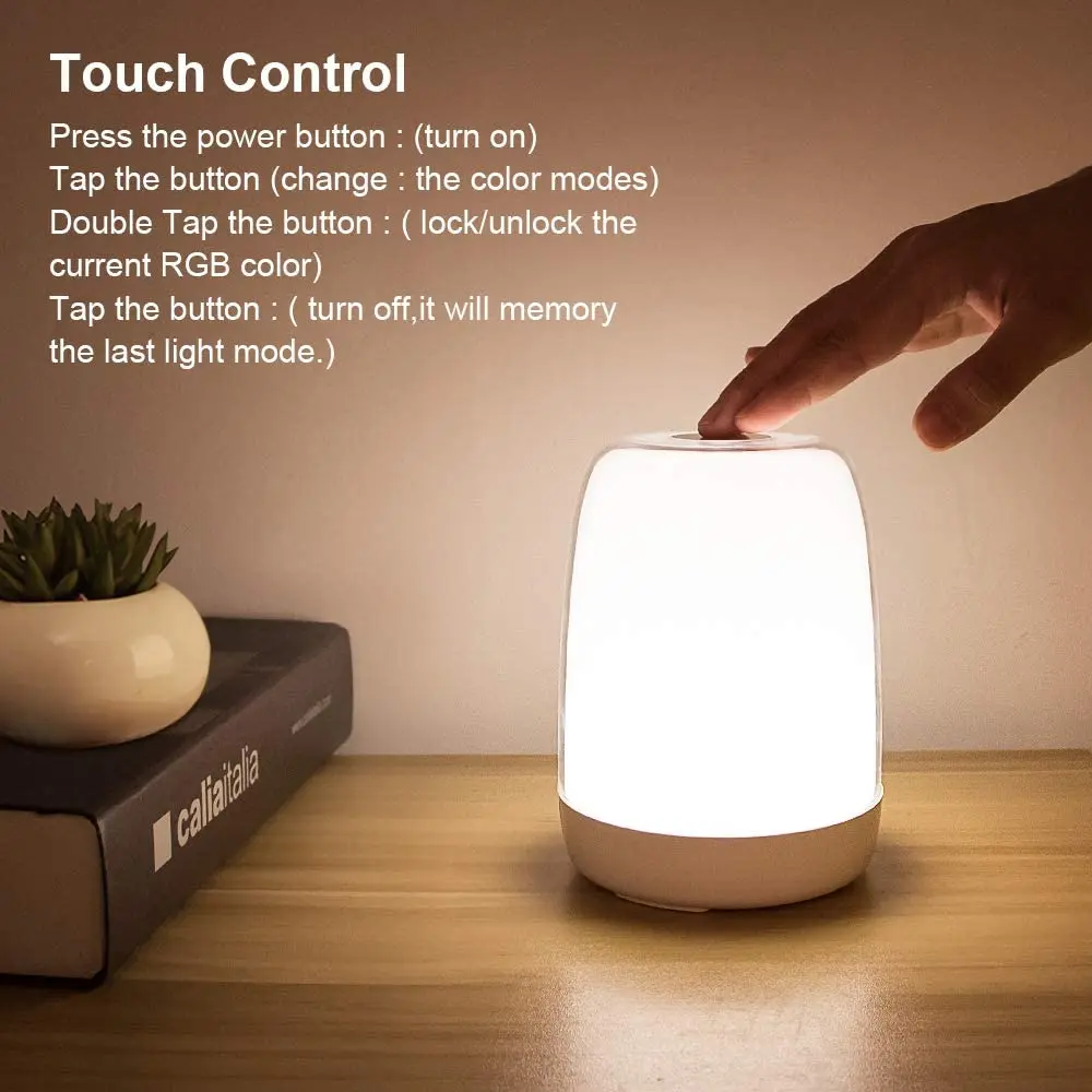 Bedside lamp for bedroom living room dimmable  colorful  night  light