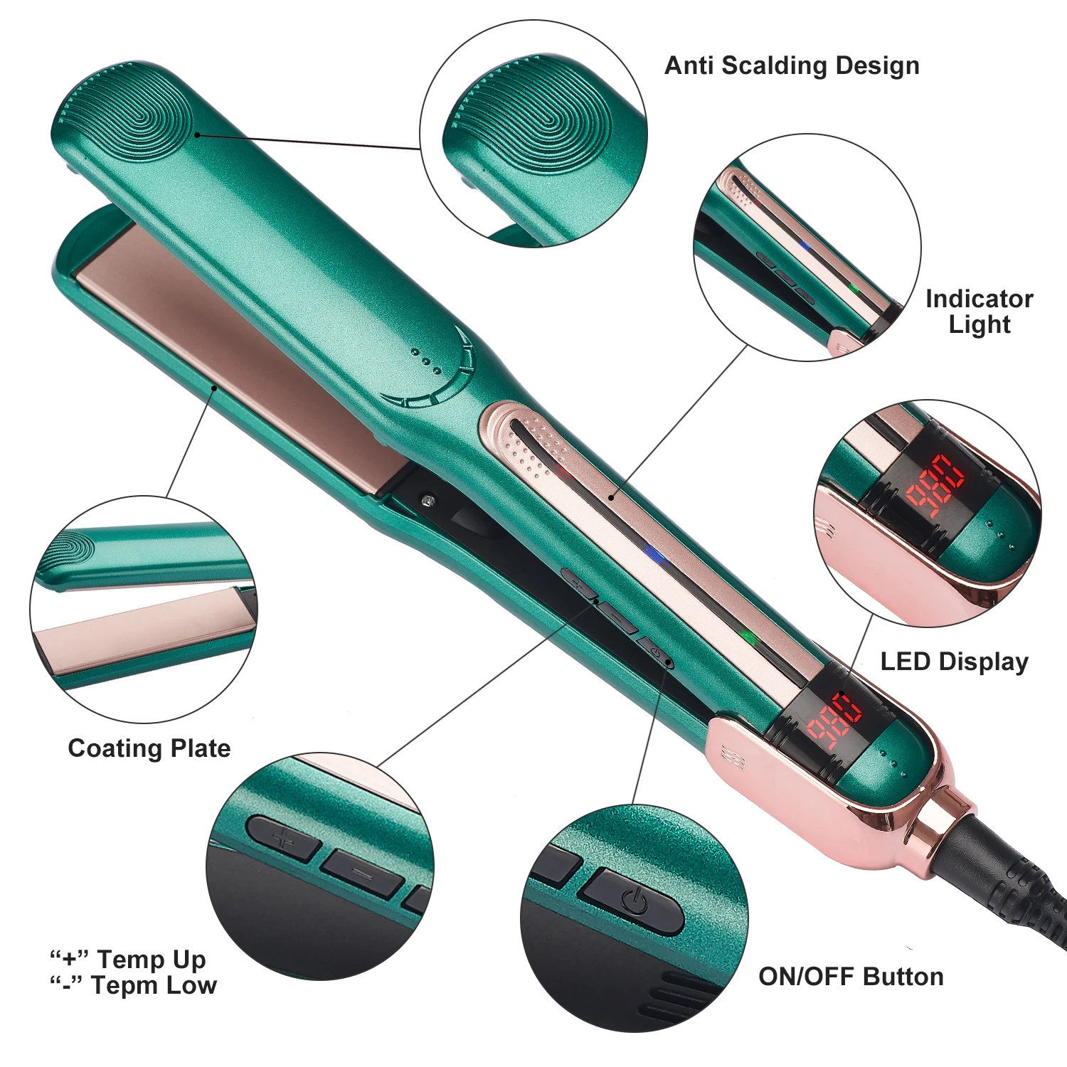 Lidow 1-Inch 3D Wholesale professional ceramic hair flat iron hair straightener with digital temperature control