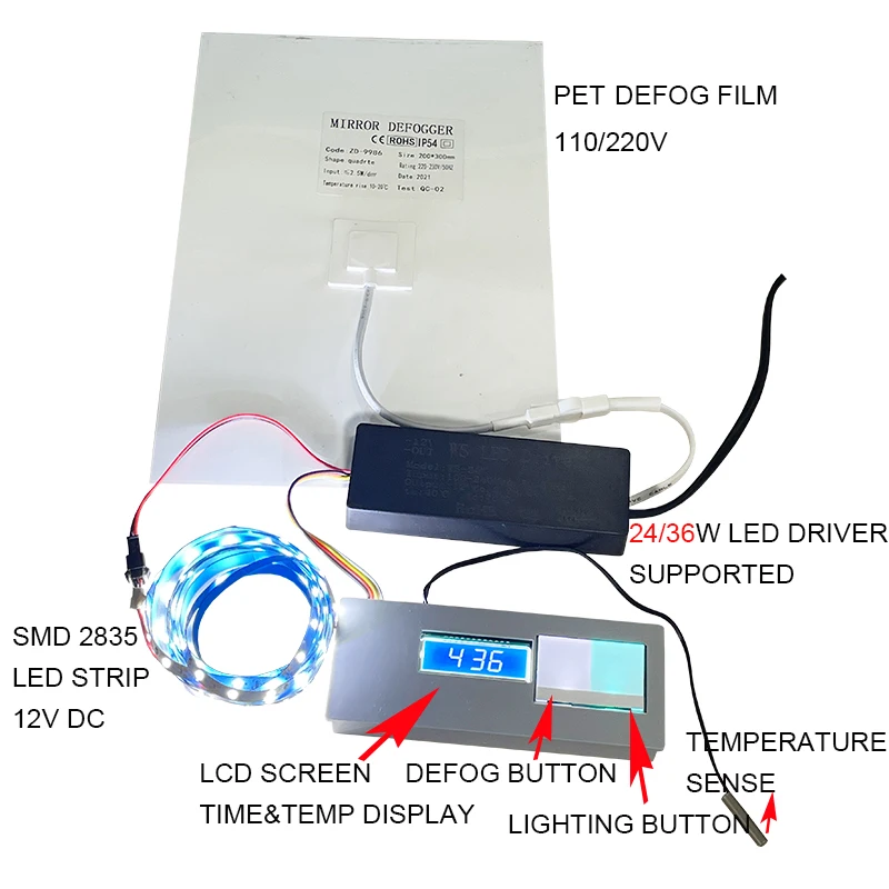 Smart Time Temperature Sensor With Very Small Lcd Digital Display Screen Sensor Mirror Touch Hot Sale Products 2022