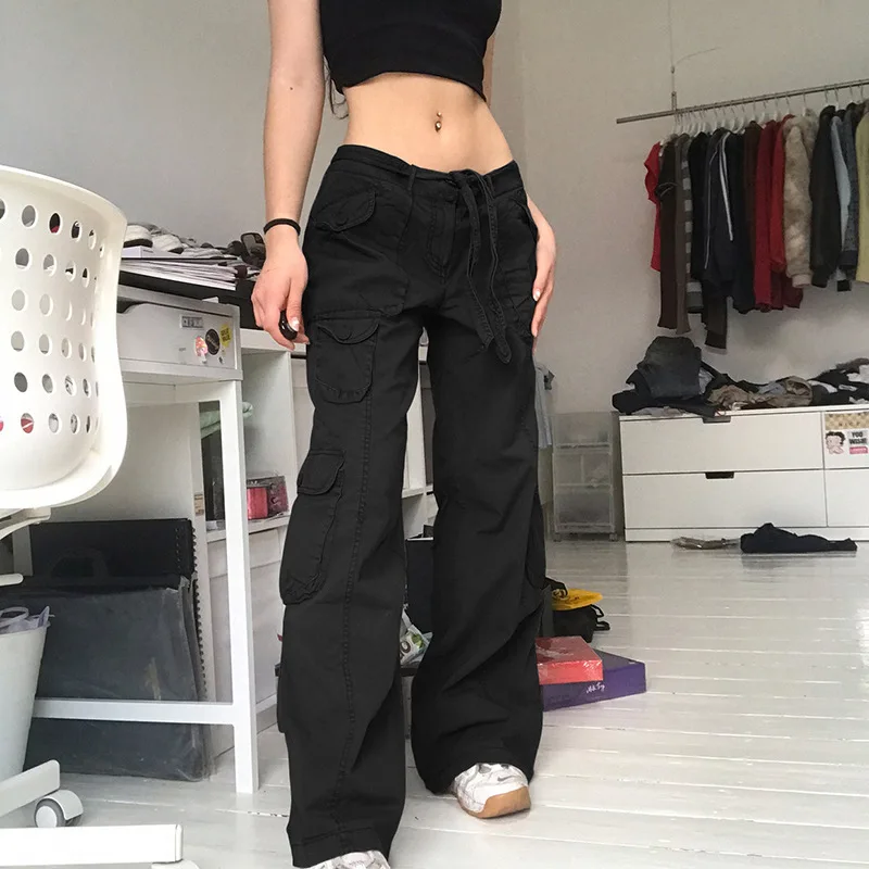 Overalls Ladies summer high street wide leg Fashion Hiphop Pants Women
