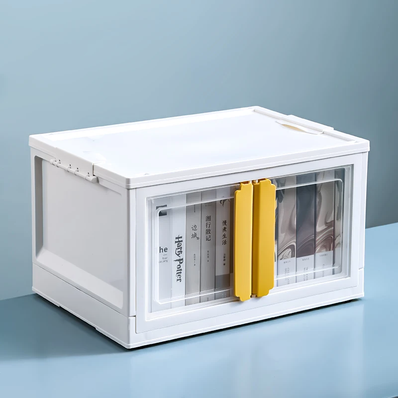 Household Organizer Bin Bedroom Modern Plastic Collapsible Visual Clothes book Storage Box Kids Toy Foldable container With lid