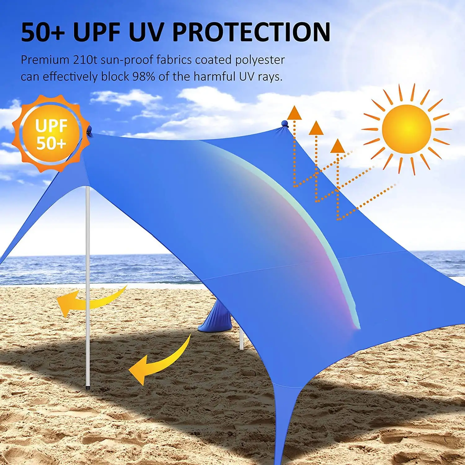 FINE OCEAN  Beach Tent Outdoor Sun Shelter Beach Shade Canopy Tent Easy Build Beach Tent with Carry Bag