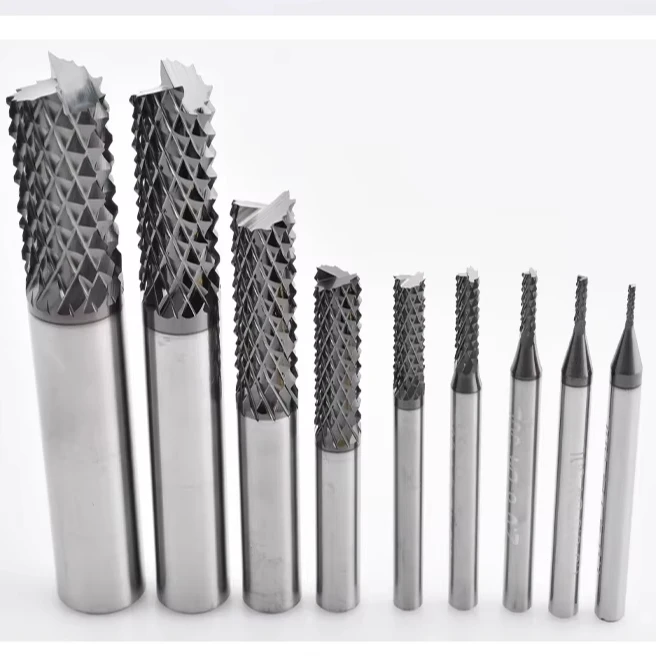 Diamond-coated PCD Corn End Mill Tungsten Carbide milling tool for Glass carbon fiber circuit board graphite material
