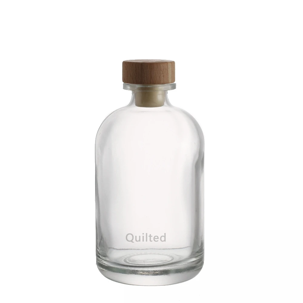 Cheap  250ML 500ML Clear/Frosted Juice Drink Glass Bottle with Wood Crok