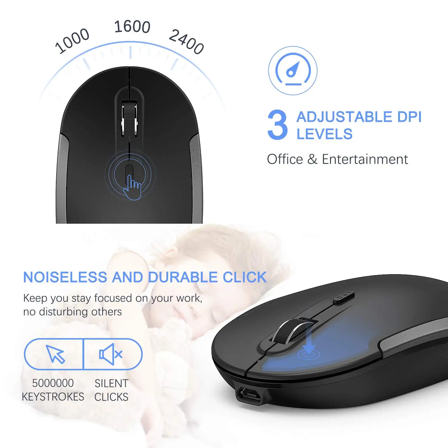 2.4GHz Rechargeable Compact Quiet Full Size Keyboard Mouse  Computer Wireless Keyboard and Mouse Combo