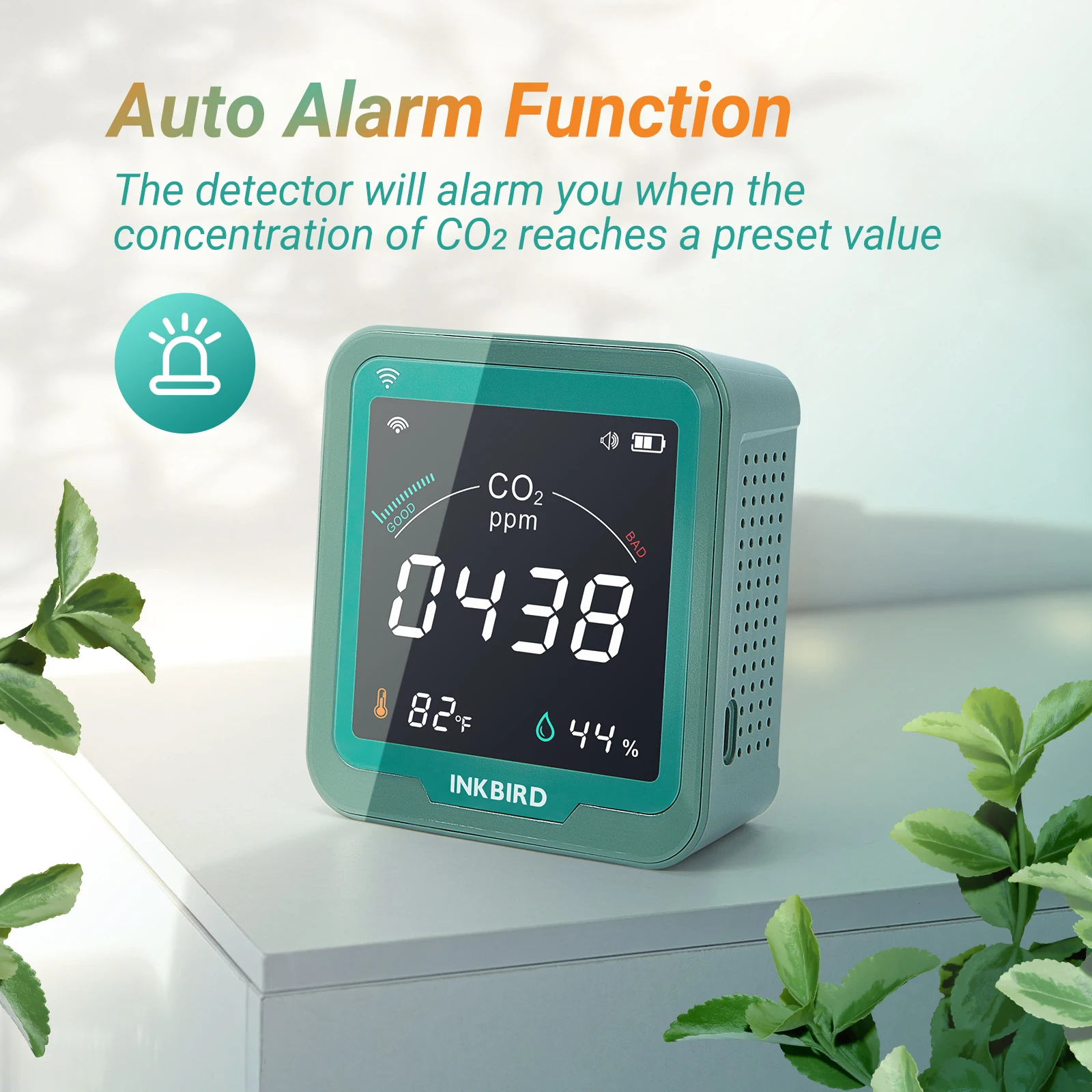 WiFi CO2 Detector INKBIRD Wireless Air Quality Monitor Detects Carbon Dioxide Temperature Humidity IOT NDIR Sensor