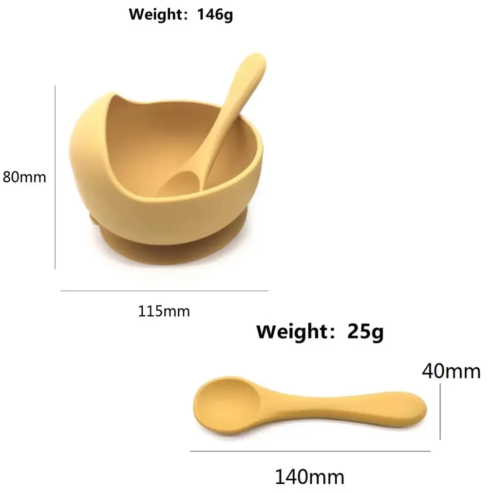 Hot Sale Food Grade Dinnerware Sets Silicone Tableware Baby Food Plate Bowl With Spoon For Toddler