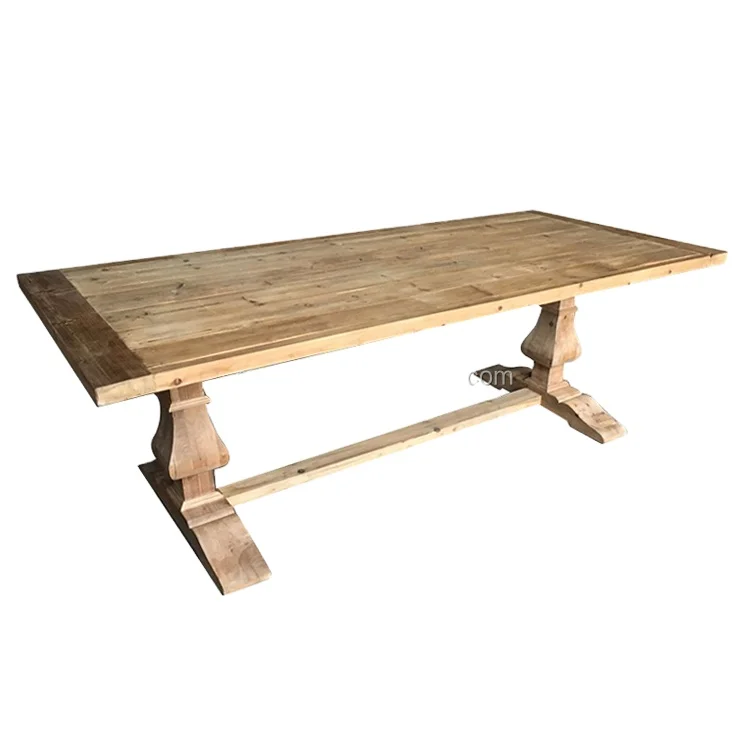 MRS WOODS French Antique rustic Style Reclaimed Wood Dining Table