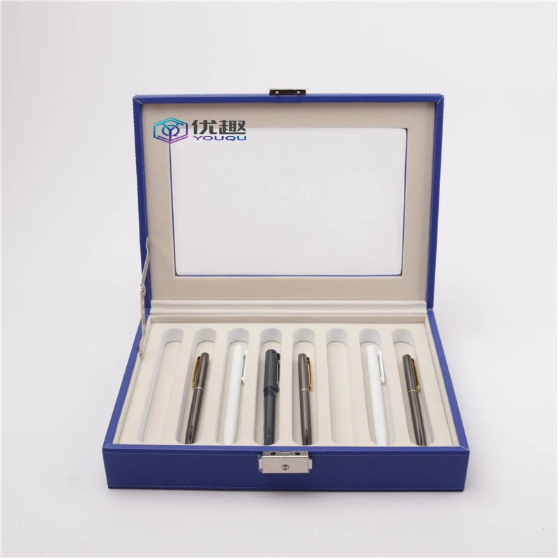 Лидер продаж элегантный роскошный чехол для очков с логотипом на заказ футляр окном кожаный солнцезащитных