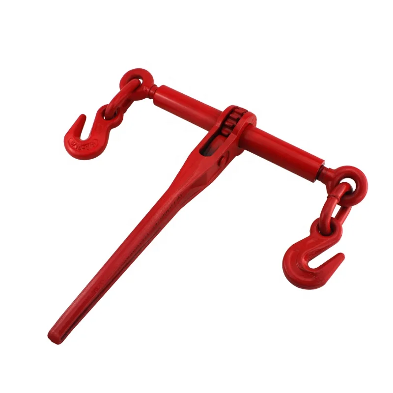 JIULONG Red G80 Retchet Type Forged Chain Heavy Duty Load Binder With Normal Hooks