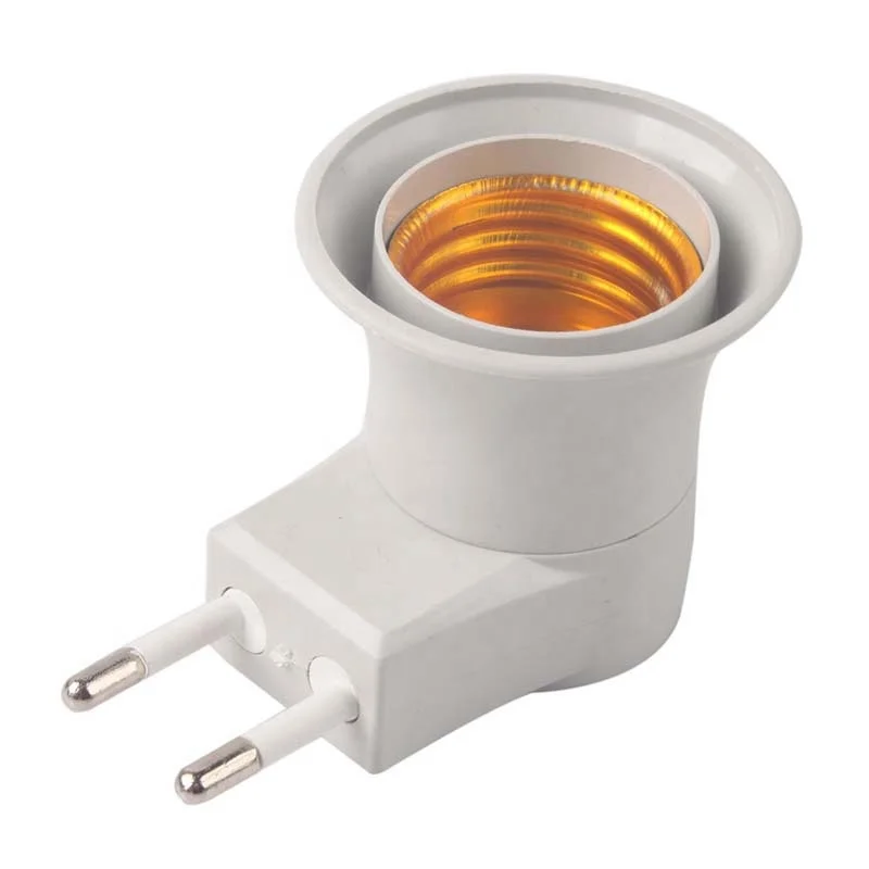 Lamp Base E27 LED Light Male Socket to EU Type Plug Adapter Converter for Bulb Holder with ON/OFF Button