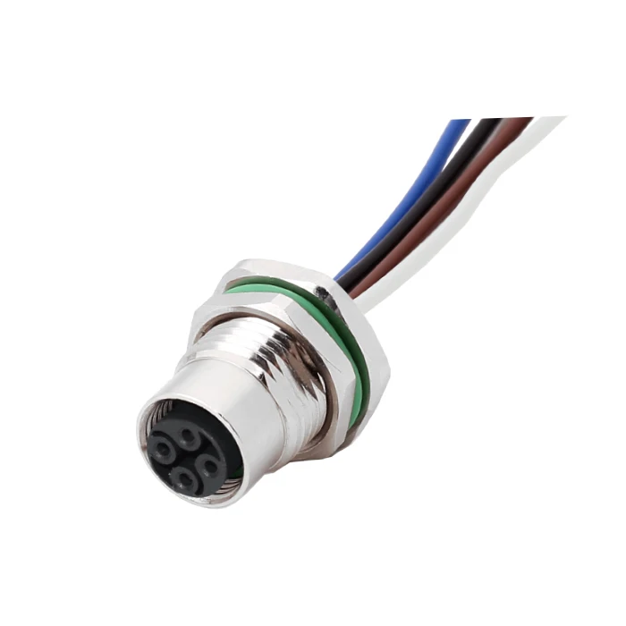 Signal Wholesale M12 Female panel connector front fastened F-code solder M12 connector
