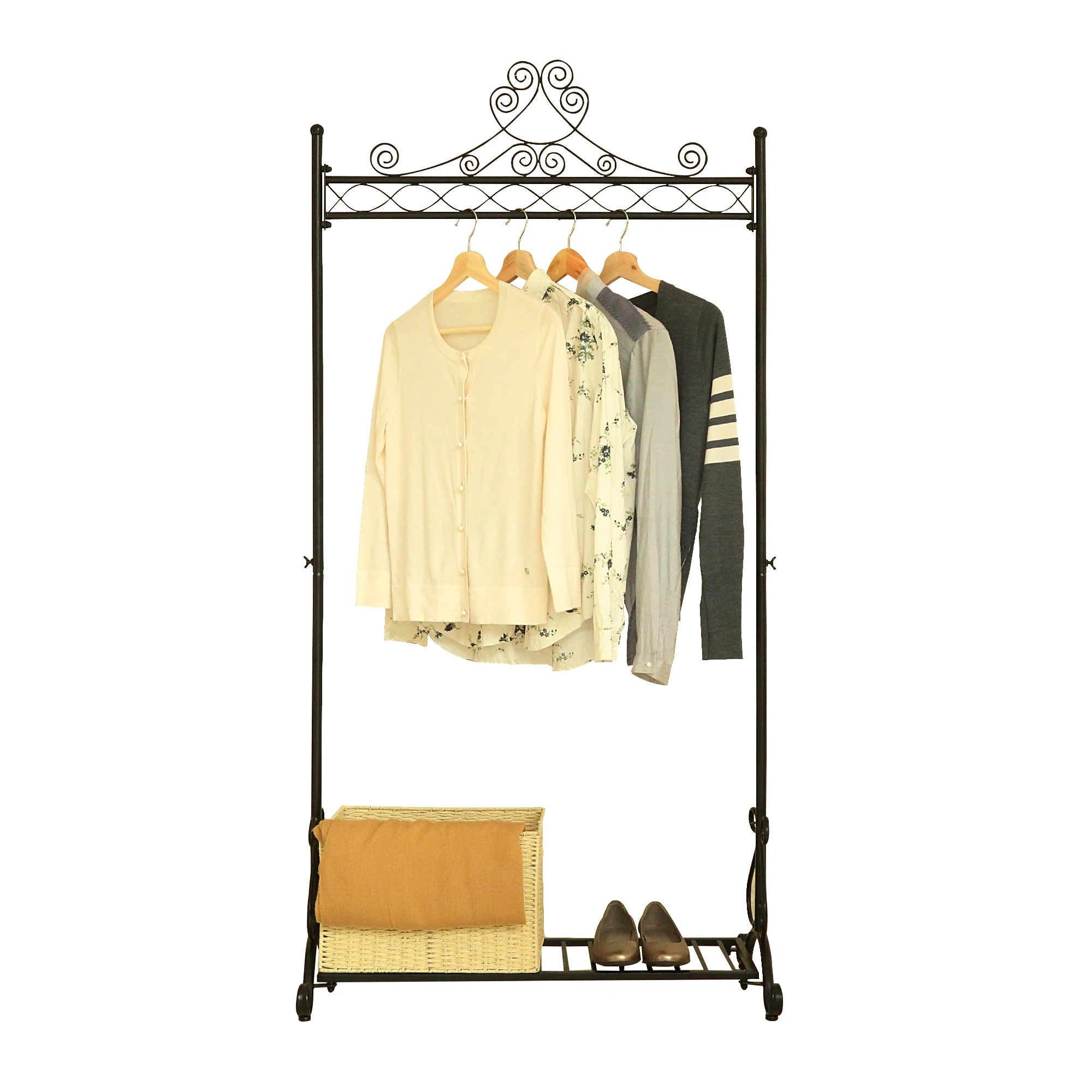 Прочная и прочная Ретро металлическая вешалка BOGER для одежды, винтажная вешалка для одежды с напольной полкой, вешалка для пальто, стоячий