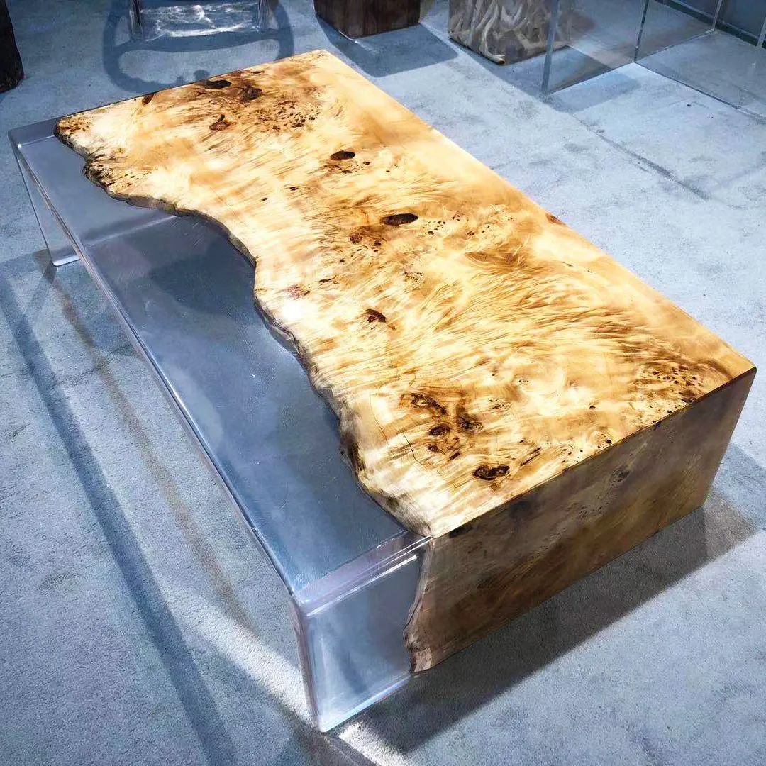 Высококачественный речной столик из массива дерева и эпоксидной смолы