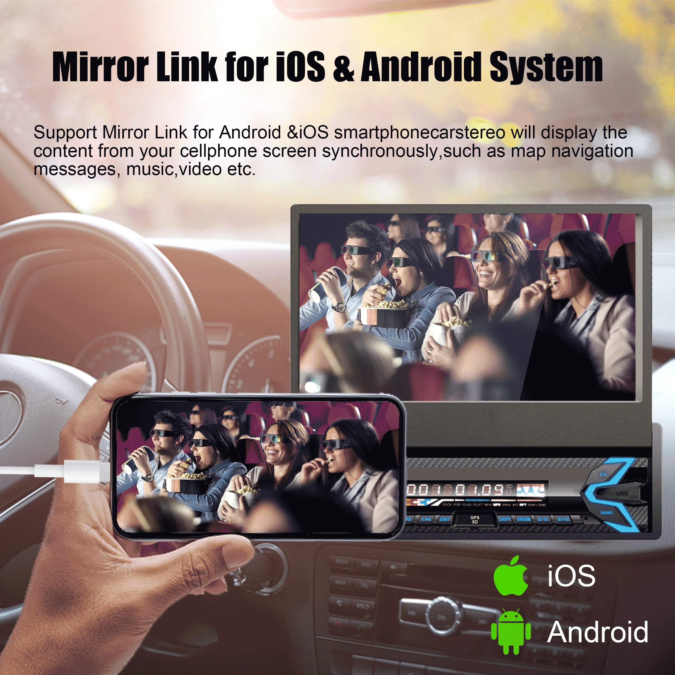 Retractable Touch Screen Car Multimedia Player for Toyota Corolla 2 Din 7 Inch Stereo Auto Car Video Mp5 Player Android