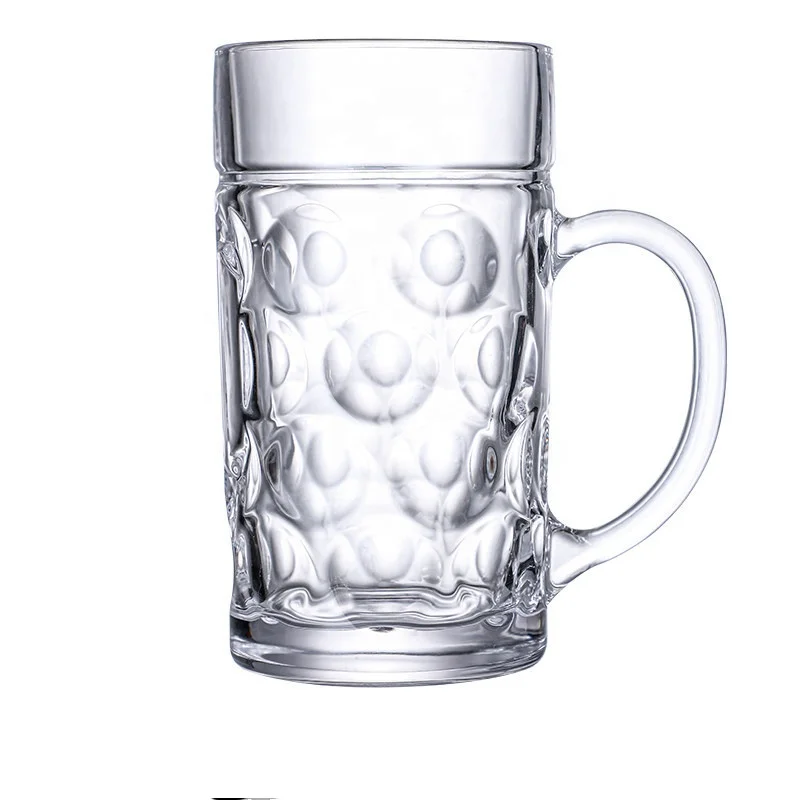 Hot Sale Beer Mugs with Handle 1 liter Beer Mug Drinking Glasses Pub Drinking Mugs Stein Water Cups with Dot Design