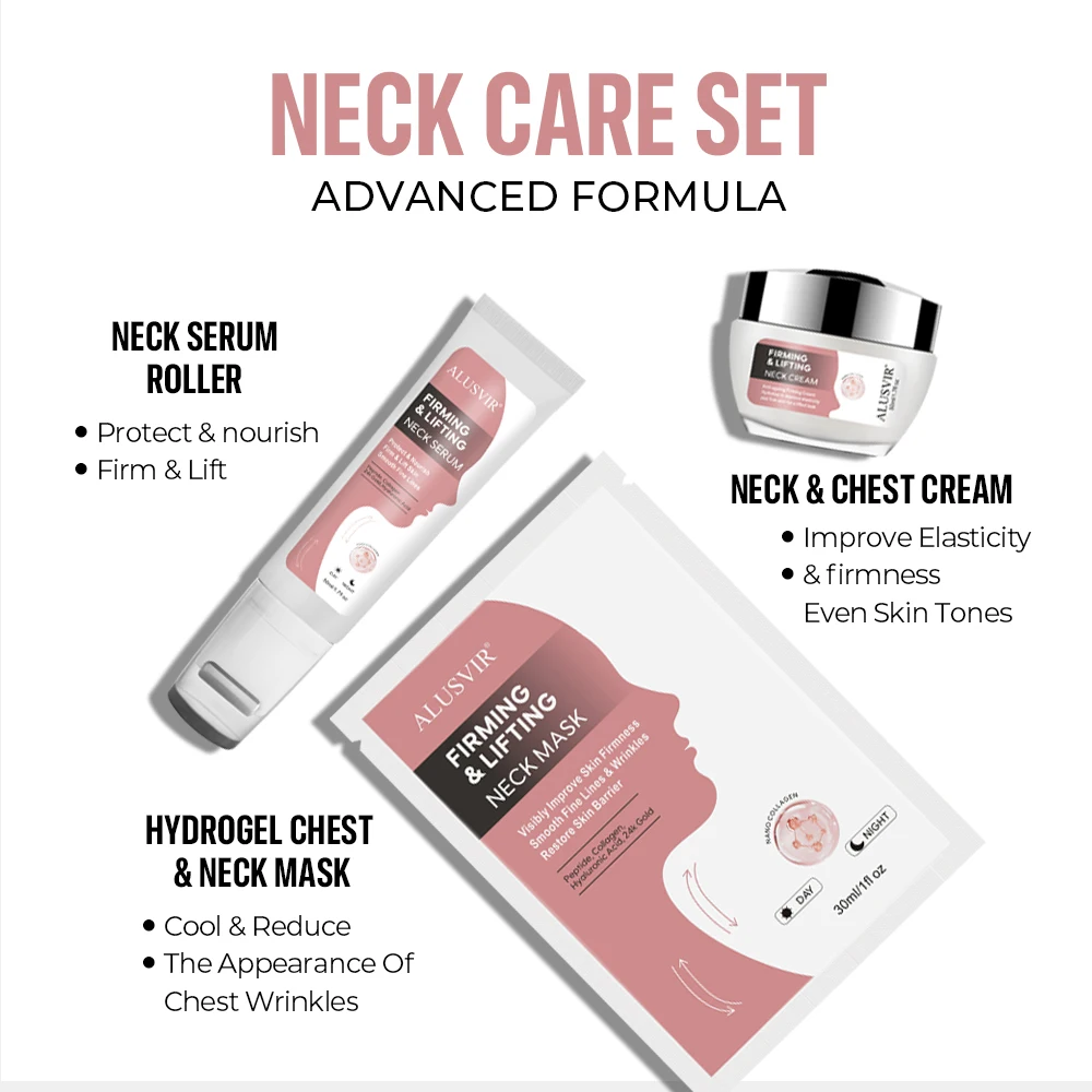 Private Label Cosmetics Beauty Women Breast Chest Neck Care Product Firm Lifting Tightening Fine Lines Neck Serum Cream Mask Set