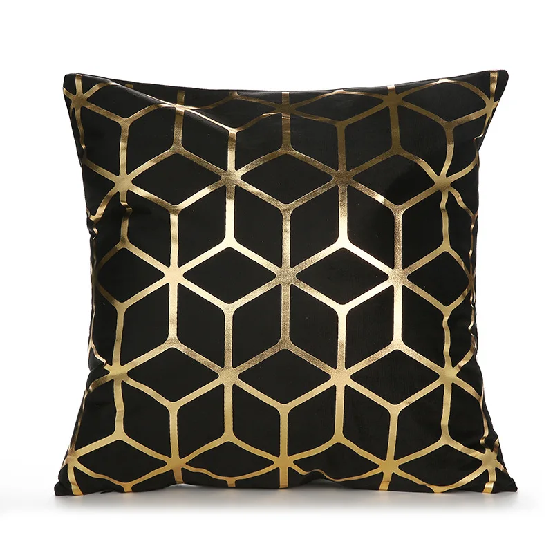 China Factory Cheap Price Custom Size Bronzing Pillow Cases Home Sofa Decor Luxury Gold Pillow Cover Bronzing Cushion Cover