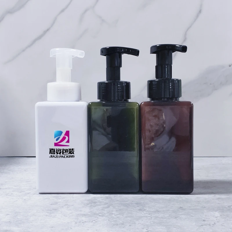 
Empty shampoo packaging PET Square Soap Dispenser 8oz 250ml 500ml Foam Pump Bottles for Liquid Cleaning Packing 