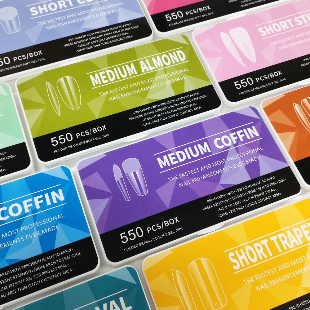 Custom Logo Short Medium Long Gel - X Nail Tip Wholesale Coffin Almond Square Stiletto Soft Gel Nail Tips Clear For Acrylic