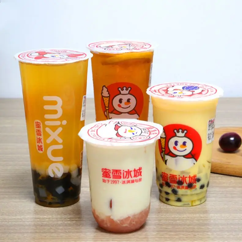 PET 24 Oz  Plastic Clear Cups With Flat/Dome  Lids To Go For Iced Coffee Bubble Boba Tea Smoothie