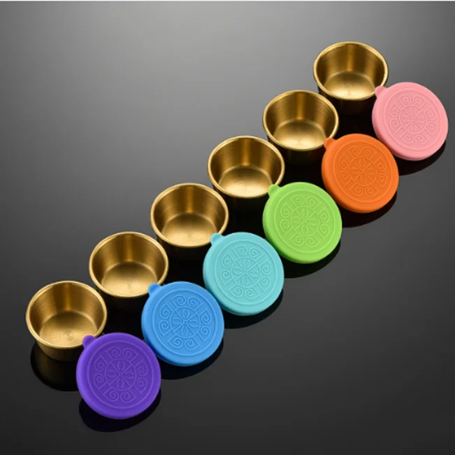 Reusable Round Small Sauce Cup With Leakproof Silicone Lids Salad Dressing Containers Stainless Steel Condiment Container